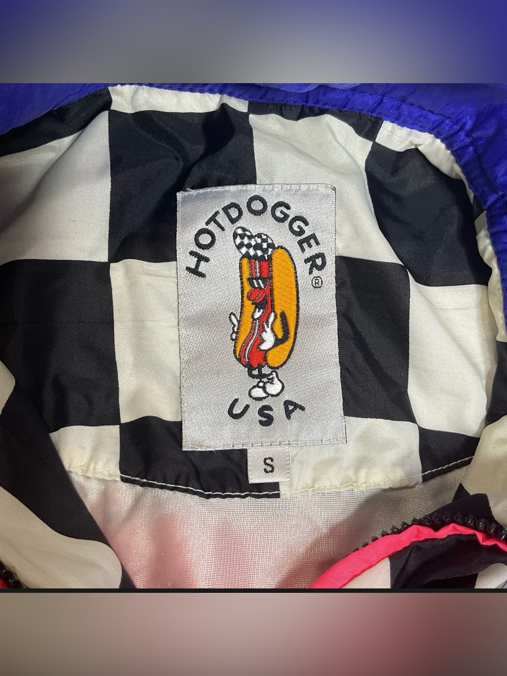 Vintage 80s Hotdogger Neon Pink Color Block Windbreaker Tracksuit- Mens Small - Picture 8 of 8
